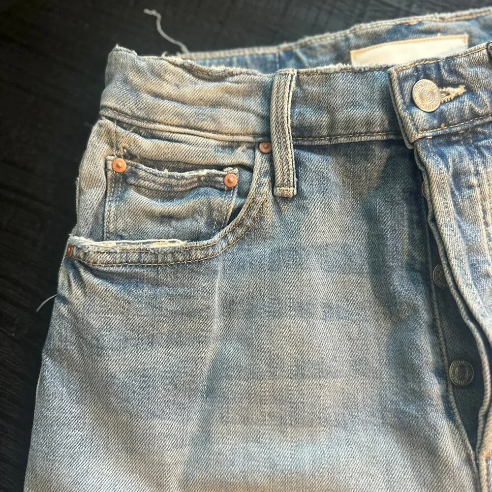 MOTHER "Superior"  NWT Ultra Hise Rise Button Fly Denim Shorts - $228 Retail - Picture 7 of 17